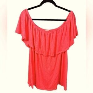 EUC Free Kisses Plus Size Bright Pink Sleeveless Top Blouse  On/Off Shoulder 3XL